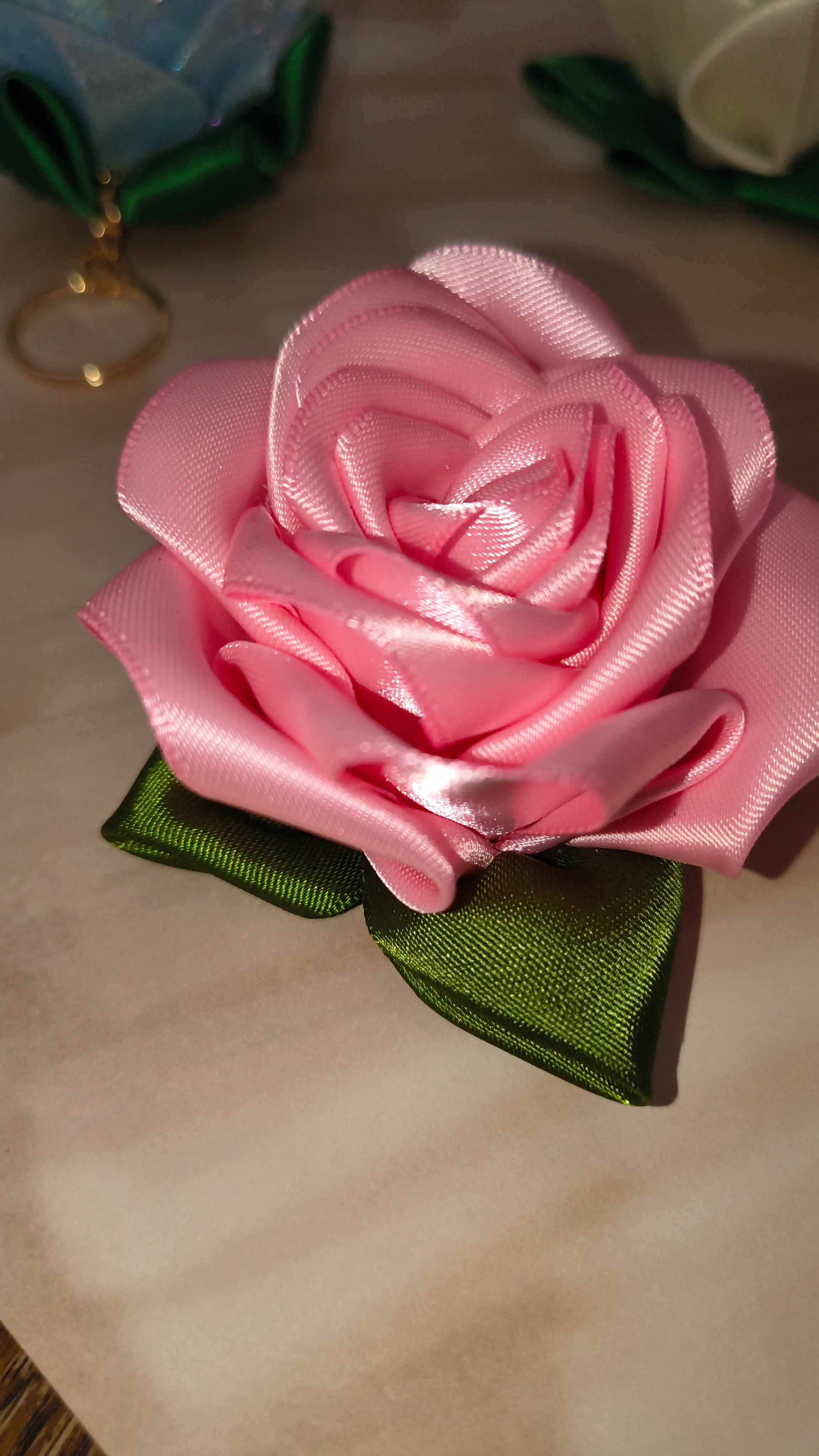 Ribbon Rose Keychain